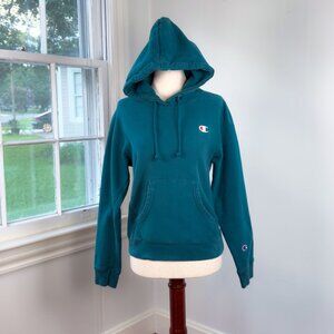 Champion Reverse Weave Teal Hoodie Sweatshirt XXS Sporty